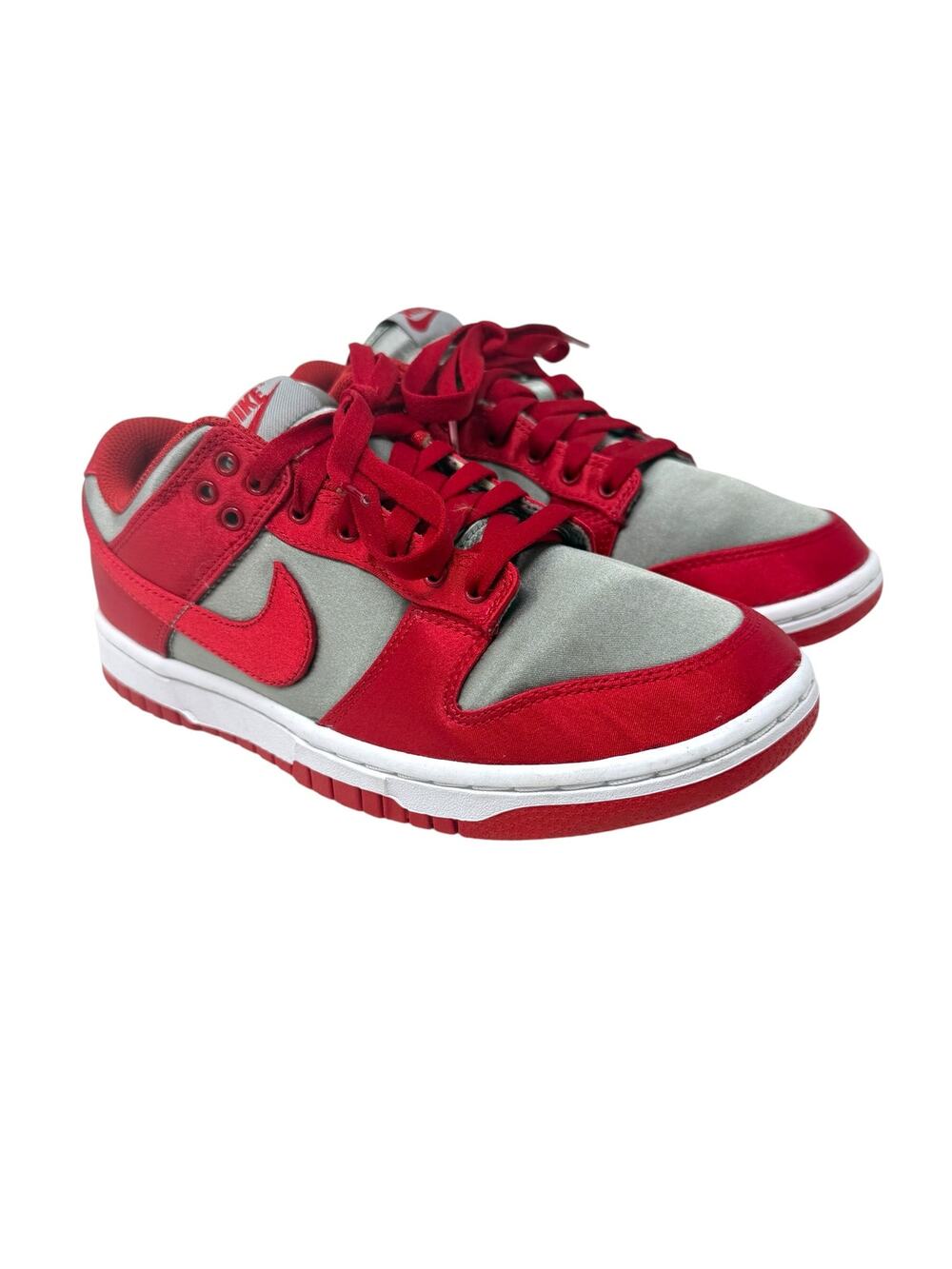 Nike Dunk Low UNLV Satin Varsity Red Metallic Silver Sneakers Women's Size 7
